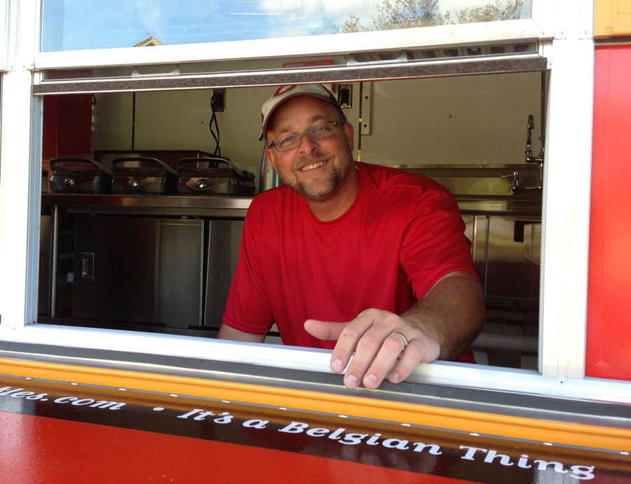 Marty standing in truck door