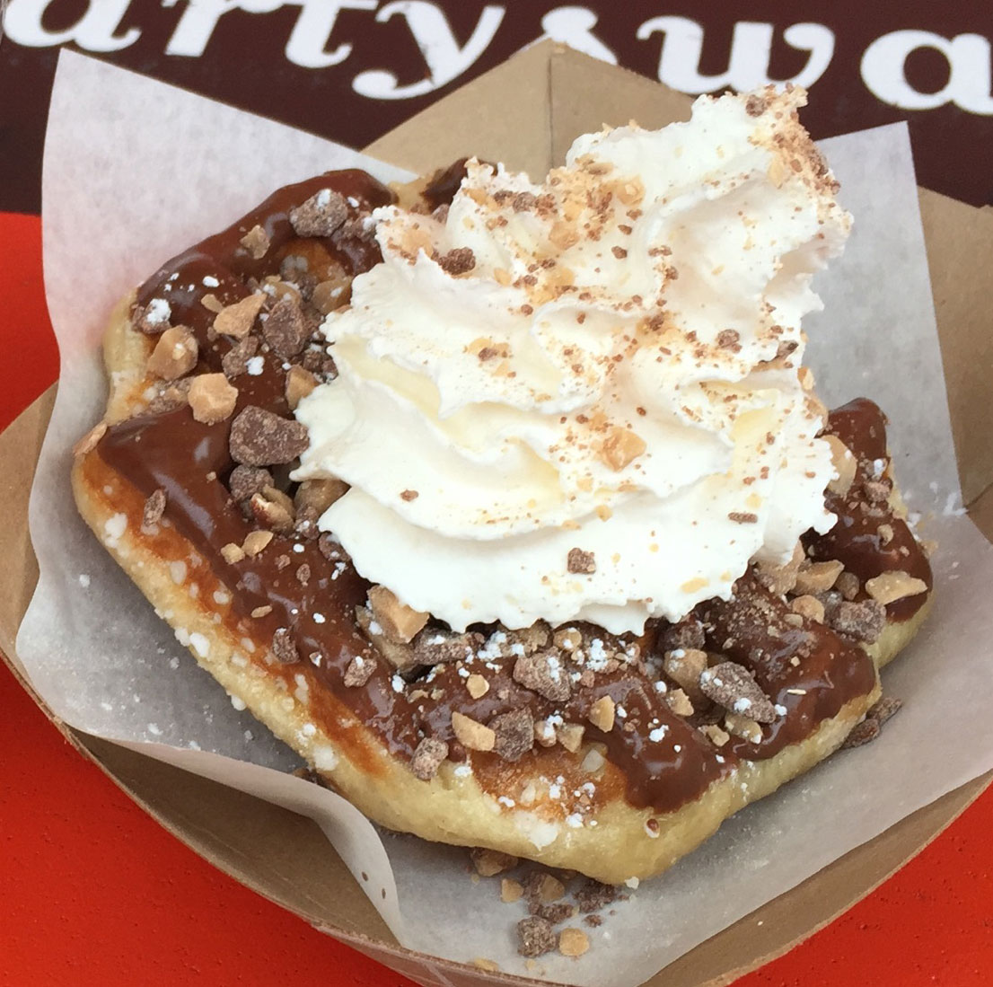 Marty's waffle with heath bar crunch and maple whipped cream